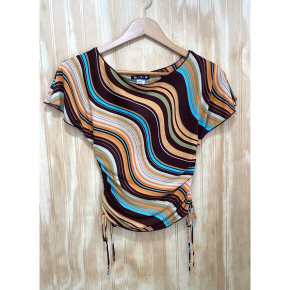579 Tops - VTG 579 blouse Y2K USA made top stripes britney retro grunge casual women XS